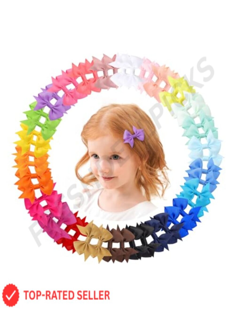 Baby Hair Clips 2.5'' Bows with Alligator Clips, 50PCS Grosgrain Ribbon